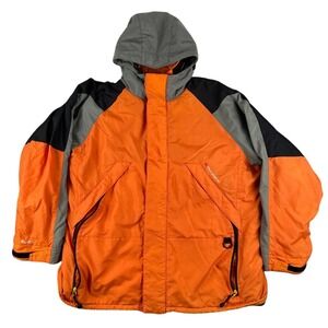 VTG Ralph Lauren RL Polo Jeans Jacket 2XL Orange Black Gray Hooded RL-67‎ EUC